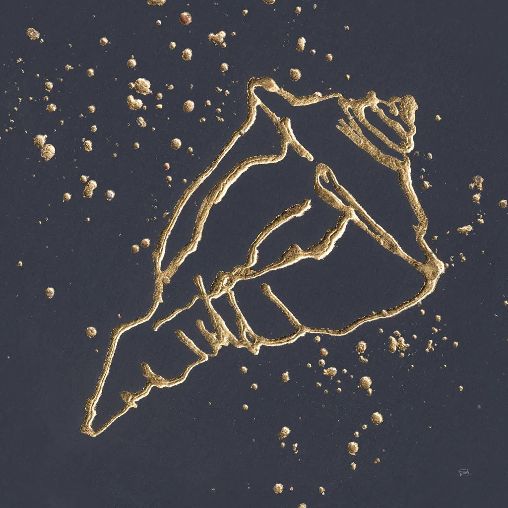 Gold Conch IV by Chris Paschke. SKU 69351a. Archival Giclee Fine art print for wall decor.