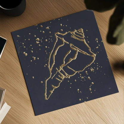 Gold Conch IV by Chris Paschke. Shown as a detailed flat fine art print, highlighting archival giclee quality. Available as an archival giclee rolled canvas, fine art paper, or poster print. SKU 69351a.