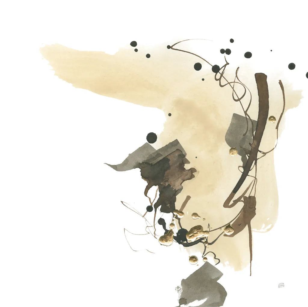 Gold Dots I Brown by Chris Paschke. SKU 78284a. Archival Giclee Fine art print for wall decor.