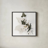 Gold Dots II by Chris Paschke. Shown in a sleek black glass frame for a contemporary gallery look. Available as an archival giclee rolled canvas, fine art paper, or poster print. SKU 78122a.