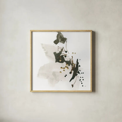 Gold Dots II by Chris Paschke. Shown in a natural wood glass frame for a timeless modern aesthetic. Available as an archival giclee rolled canvas, fine art paper, or poster print. SKU 78122a.