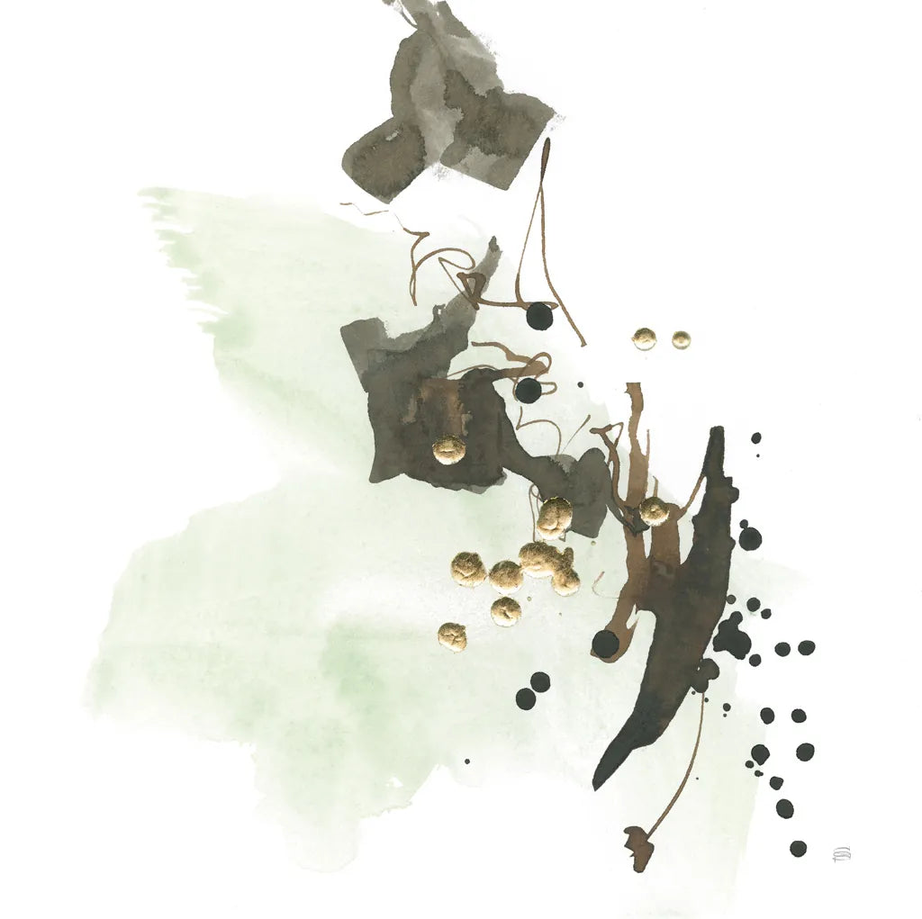 Gold Dots II Green by Chris Paschke. SKU 78285a. Archival Giclee Fine art print for wall decor.