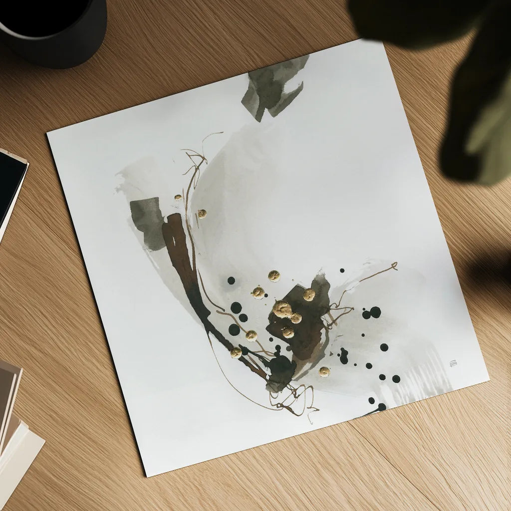 Gold Dots III by Chris Paschke. Shown as a detailed flat fine art print, highlighting archival giclee quality. Available as an archival giclee rolled canvas, fine art paper, or poster print. SKU 78123a.