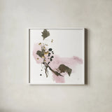 Gold Dots IV Pink by Chris Paschke. Shown in a crisp white glass frame for a clean and minimalist style. Available as an archival giclee rolled canvas, fine art paper, or poster print. SKU 78286a.