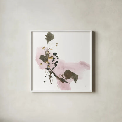 Gold Dots IV Pink by Chris Paschke. Shown in a crisp white glass frame for a clean and minimalist style. Available as an archival giclee rolled canvas, fine art paper, or poster print. SKU 78286a.