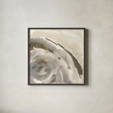 Gold Dust Nebula I by Chris Paschke. Shown in a sleek black glass frame for a contemporary gallery look. Available as an archival giclee rolled canvas, fine art paper, or poster print. SKU 25634a.