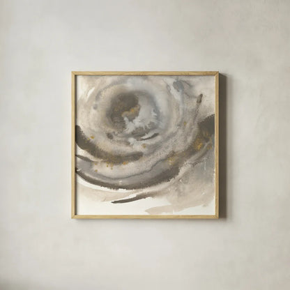 Gold Dust Nebula II by Chris Paschke. Shown in a natural wood glass frame for a timeless modern aesthetic. Available as an archival giclee rolled canvas, fine art paper, or poster print. SKU 25635a.