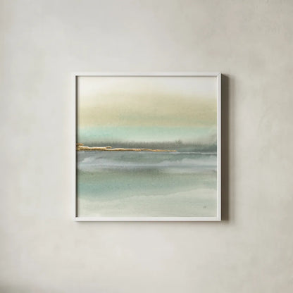 Gold Earth II by Chris Paschke. Shown in a crisp white glass frame for a clean and minimalist style. Available as an archival giclee rolled canvas, fine art paper, or poster print. SKU 67673a.