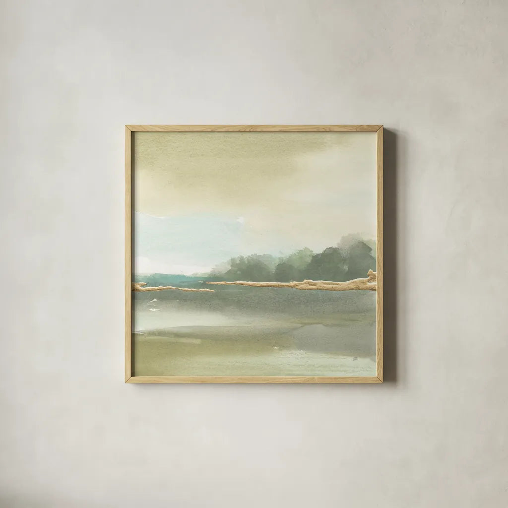 Gold Earth III by Chris Paschke. Shown in a natural wood glass frame for a timeless modern aesthetic. Available as an archival giclee rolled canvas, fine art paper, or poster print. SKU 67674a.