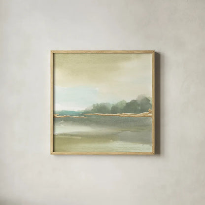 Gold Earth III by Chris Paschke. Shown in a natural wood glass frame for a timeless modern aesthetic. Available as an archival giclee rolled canvas, fine art paper, or poster print. SKU 67674a.