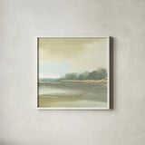 Gold Earth III by Chris Paschke. Shown in a crisp white glass frame for a clean and minimalist style. Available as an archival giclee rolled canvas, fine art paper, or poster print. SKU 67674a.