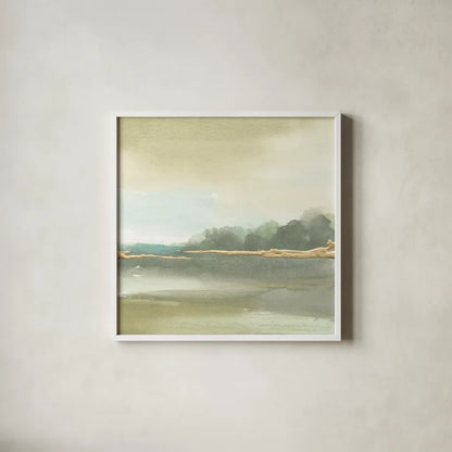 Gold Earth III by Chris Paschke. Shown in a crisp white glass frame for a clean and minimalist style. Available as an archival giclee rolled canvas, fine art paper, or poster print. SKU 67674a.