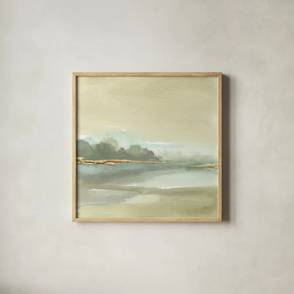 Gold Earth IV by Chris Paschke. Shown in a natural wood glass frame for a timeless modern aesthetic. Available as an archival giclee rolled canvas, fine art paper, or poster print. SKU 67675a.