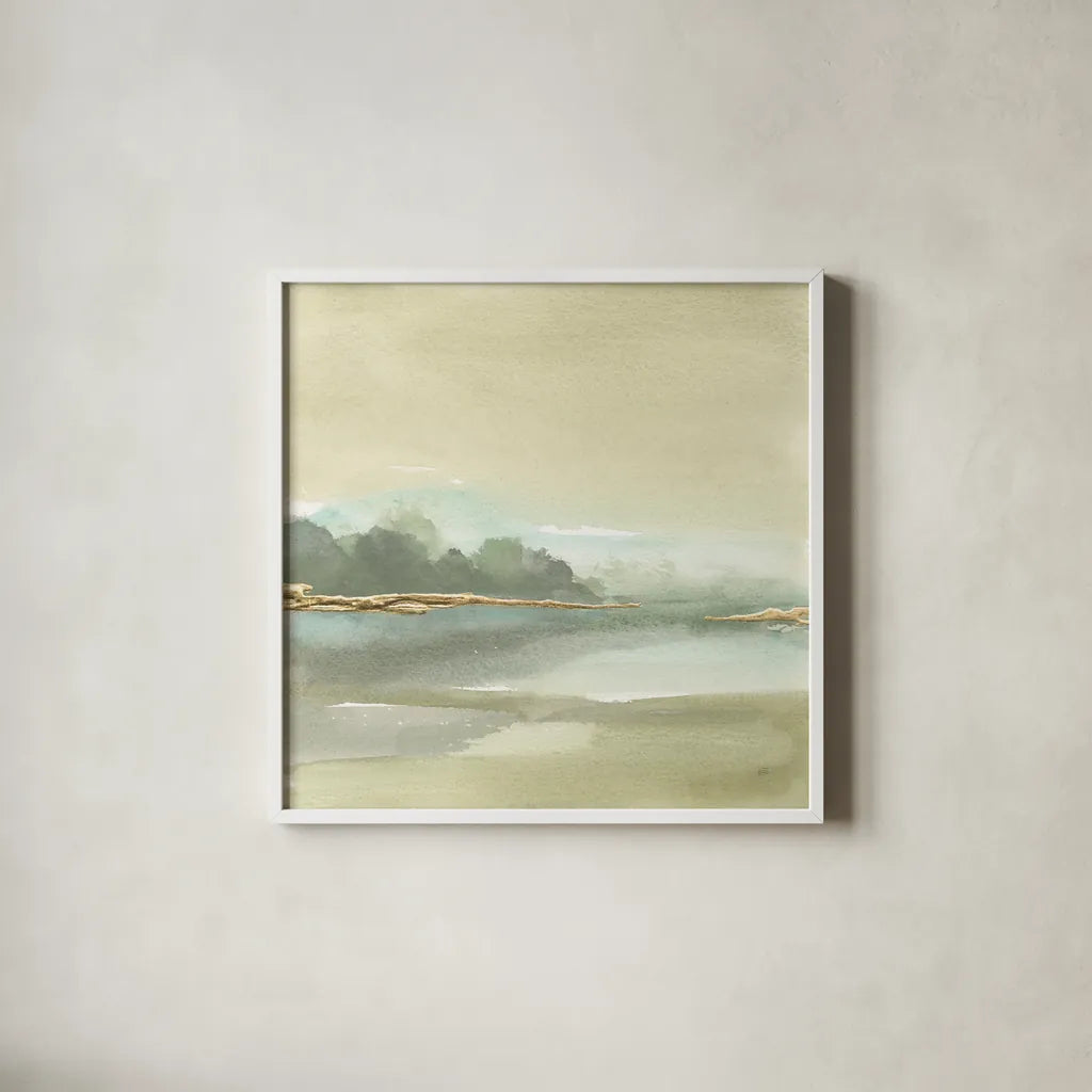 Gold Earth IV by Chris Paschke. Shown in a crisp white glass frame for a clean and minimalist style. Available as an archival giclee rolled canvas, fine art paper, or poster print. SKU 67675a.