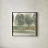 Gold Earth V by Chris Paschke. Shown in a sleek black glass frame for a contemporary gallery look. Available as an archival giclee rolled canvas, fine art paper, or poster print. SKU 67676a.