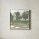 Gold Earth VI by Chris Paschke. Shown in a natural wood glass frame for a timeless modern aesthetic. Available as an archival giclee rolled canvas, fine art paper, or poster print. SKU 67677a.