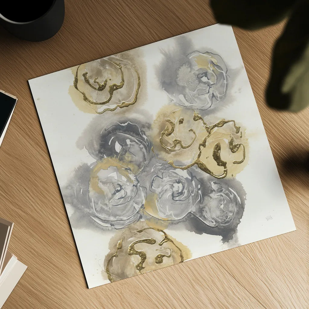 Gold Edged Neutral I by Chris Paschke. Shown as a detailed flat fine art print, highlighting archival giclee quality. Available as an archival giclee rolled canvas, fine art paper, or poster print. SKU 31470a.