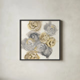Gold Edged Neutral I by Chris Paschke. Shown in a sleek black glass frame for a contemporary gallery look. Available as an archival giclee rolled canvas, fine art paper, or poster print. SKU 31470a.