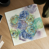 Gold Edged Roses I by Chris Paschke. Shown as a detailed flat fine art print, highlighting archival giclee quality. Available as an archival giclee rolled canvas, fine art paper, or poster print. SKU 31472a.