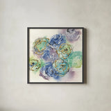 Gold Edged Roses I by Chris Paschke. Shown in a sleek black glass frame for a contemporary gallery look. Available as an archival giclee rolled canvas, fine art paper, or poster print. SKU 31472a.