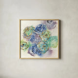 Gold Edged Roses I by Chris Paschke. Shown in a natural wood glass frame for a timeless modern aesthetic. Available as an archival giclee rolled canvas, fine art paper, or poster print. SKU 31472a.