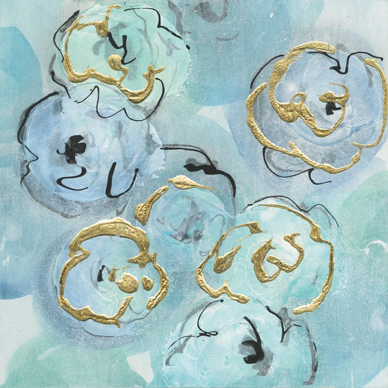 Gold Edged Teal I by Chris Paschke. SKU 31474a. Archival Giclee Fine art print for wall decor.
