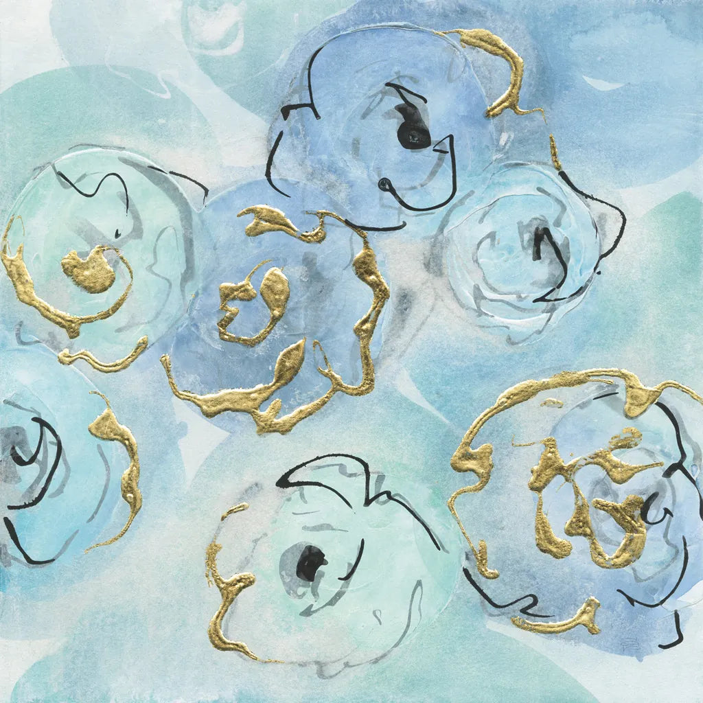 Gold Edged Teal II by Chris Paschke. SKU 31475a. Archival Giclee Fine art print for wall decor.