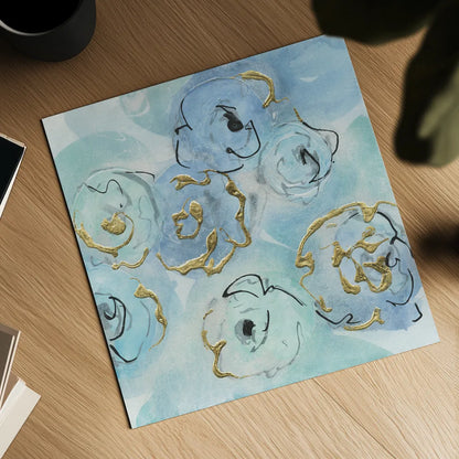 Gold Edged Teal II by Chris Paschke. Shown as a detailed flat fine art print, highlighting archival giclee quality. Available as an archival giclee rolled canvas, fine art paper, or poster print. SKU 31475a.