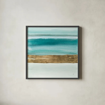 Gold Emerald IV by Chris Paschke. Shown in a sleek black glass frame for a contemporary gallery look. Available as an archival giclee rolled canvas, fine art paper, or poster print. SKU 75472a.