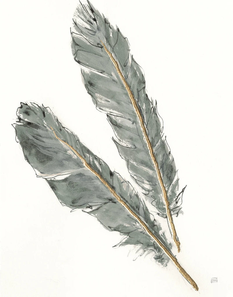Gold Feathers III Green by Chris Paschke
