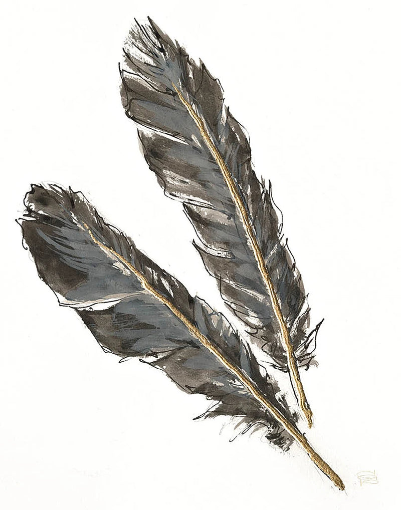 Gold Feathers III on White by Chris Paschke