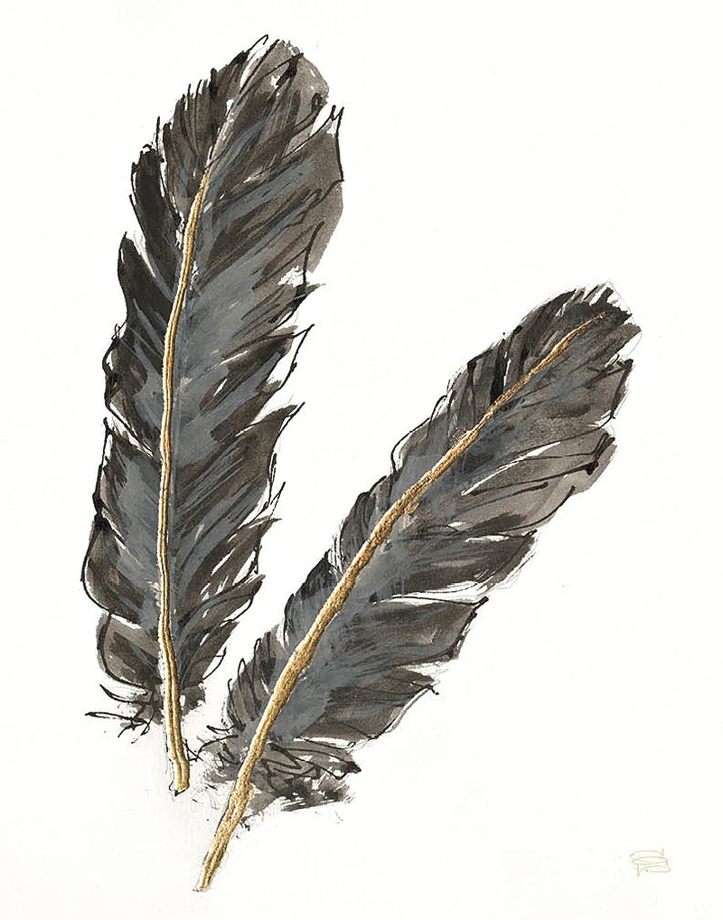 Gold Feathers IV on White by Chris Paschke