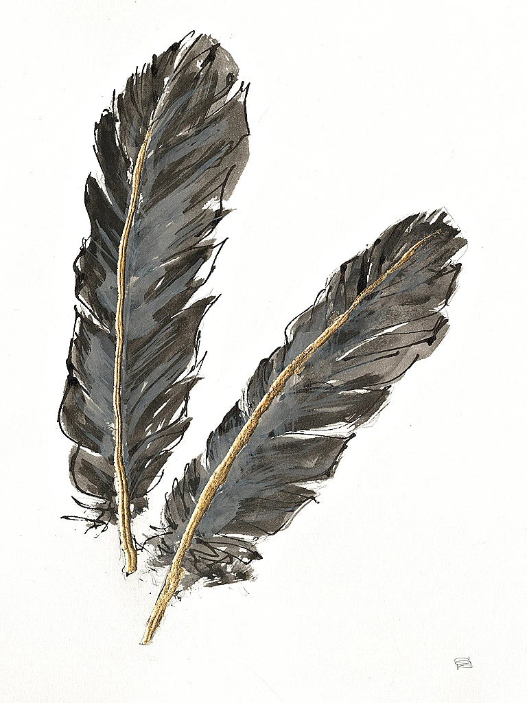 Gold Feathers IV on White by Chris Paschke