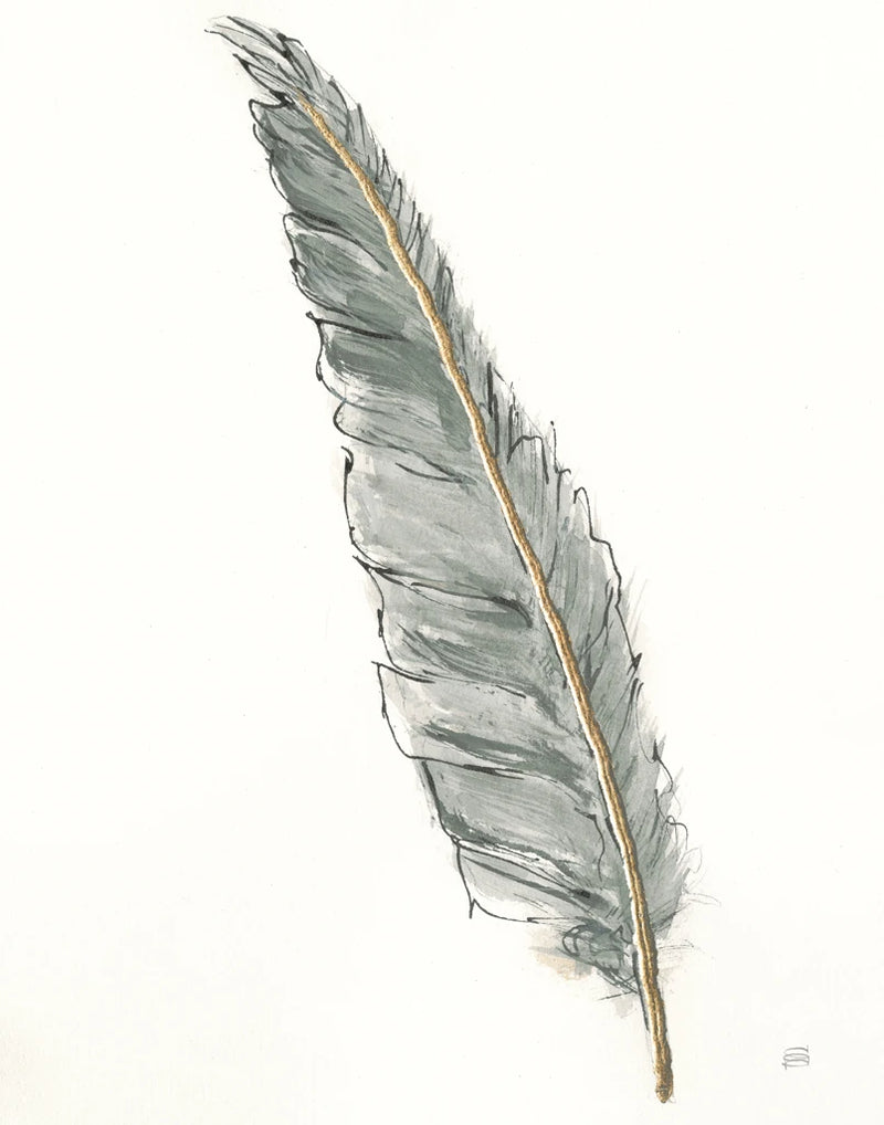 Gold Feathers VI Green by Chris Paschke