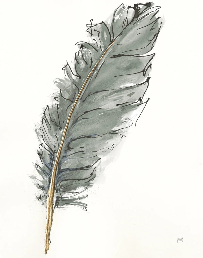Gold Feathers VII Green by Chris Paschke