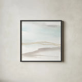 Gold Horizon II by Chris Paschke. Shown in a sleek black glass frame for a contemporary gallery look. Available as an archival giclee rolled canvas, fine art paper, or poster print. SKU 67906a.