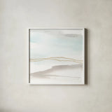 Gold Horizon II by Chris Paschke. Shown in a crisp white glass frame for a clean and minimalist style. Available as an archival giclee rolled canvas, fine art paper, or poster print. SKU 67906a.
