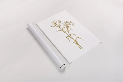 Gold Line Carnation II by Chris Paschke. shown as a rolled paper print. Available as archival giclee rolled canvas, fine art paper, or poster print. SKU 69564h.