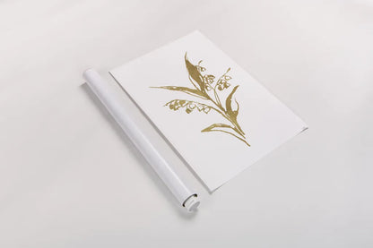 Gold Line Lily of the Valley I by Chris Paschke. shown as a rolled paper print. Available as archival giclee rolled canvas, fine art paper, or poster print. SKU 69566h.