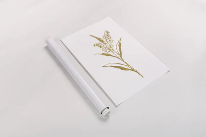 Gold Line Lily of the Valley II by Chris Paschke. shown as a rolled paper print. Available as archival giclee rolled canvas, fine art paper, or poster print. SKU 69567h.