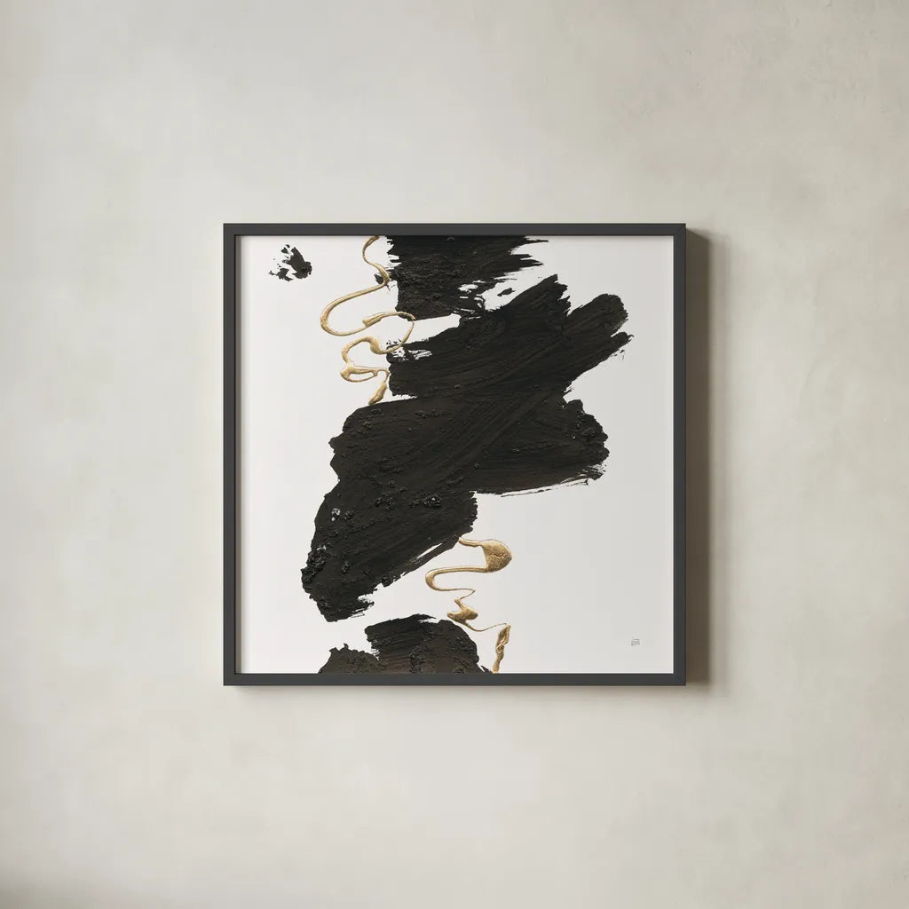 Gold Rope I by Chris Paschke. Shown in a sleek black glass frame for a contemporary gallery look. Available as an archival giclee rolled canvas, fine art paper, or poster print. SKU 99931a.