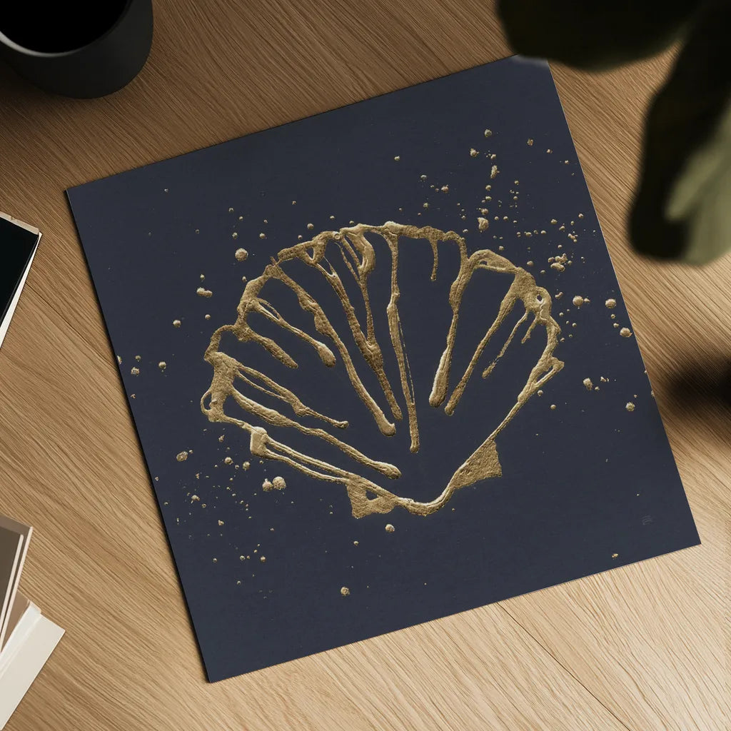 Gold Scallop I by Chris Paschke. Shown as a detailed flat fine art print, highlighting archival giclee quality. Available as an archival giclee rolled canvas, fine art paper, or poster print. SKU 69357a.