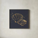 Gold Scallop II by Chris Paschke. Shown in a sleek black glass frame for a contemporary gallery look. Available as an archival giclee rolled canvas, fine art paper, or poster print. SKU 69358a.