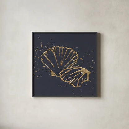 Gold Scallop II by Chris Paschke. Shown in a sleek black glass frame for a contemporary gallery look. Available as an archival giclee rolled canvas, fine art paper, or poster print. SKU 69358a.