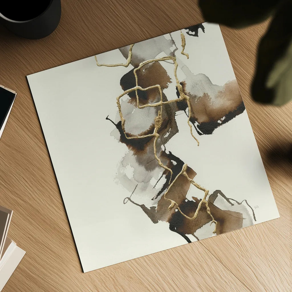 Gold Squares II by Chris Paschke. Shown as a detailed flat fine art print, highlighting archival giclee quality. Available as an archival giclee rolled canvas, fine art paper, or poster print. SKU 31744a.