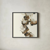 Gold Squares II by Chris Paschke. Shown in a sleek black glass frame for a contemporary gallery look. Available as an archival giclee rolled canvas, fine art paper, or poster print. SKU 31744a.