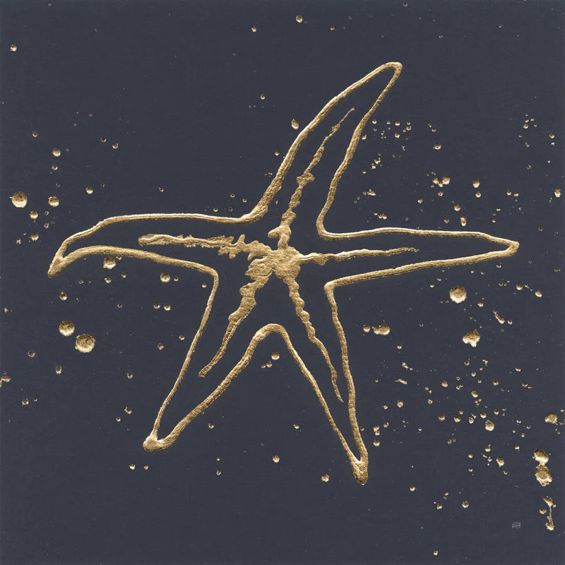Gold Starfish I by Chris Paschke. SKU 69361a. Archival Giclee Fine art print for wall decor.