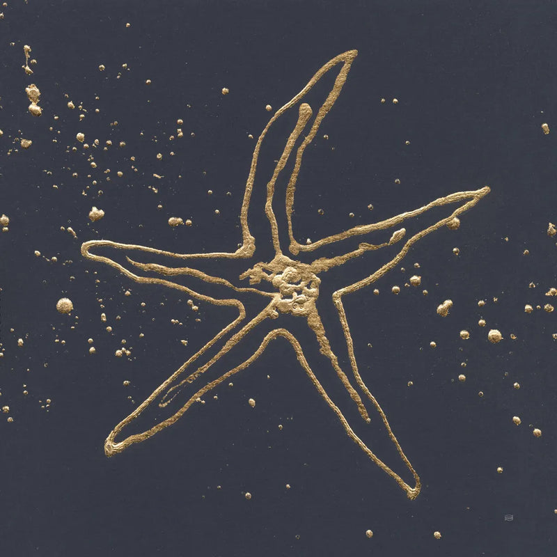 Gold Starfish II by Chris Paschke. SKU 69362a. Archival Giclee Fine art print for wall decor.