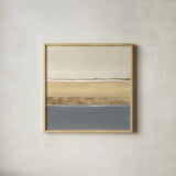 Gold Strips II by Chris Paschke. Shown in a natural wood glass frame for a timeless modern aesthetic. Available as an archival giclee rolled canvas, fine art paper, or poster print. SKU 75466a.