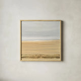 Gold Strips III by Chris Paschke. Shown in a natural wood glass frame for a timeless modern aesthetic. Available as an archival giclee rolled canvas, fine art paper, or poster print. SKU 75467a.